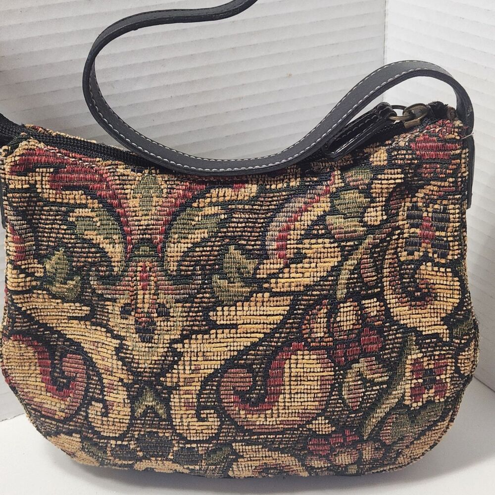 VTG Fossil Tapestry Carpet Hobo Bag Grandmacore Boho Cottagecore 90s Great 75088 - Picture 12 of 16